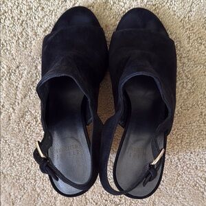 Stuart Weitzman Black Suede Modern Mules